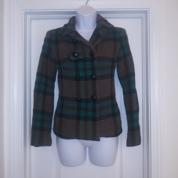L.A.M.B Gwen Stefani Plaid Wool Peacoat Jacket - Picture 8 of 11